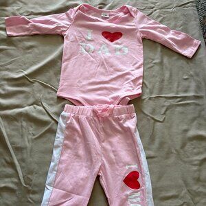 Pink 2-piece Toddler I Love Dad with jogger pants